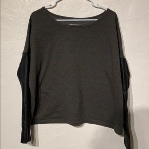 Grey BCBG Sweatshirt With Leather sleeves
